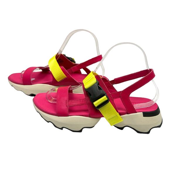 NEW Sorel Kinetic Impact Pink & Neon Yellow Outdoor Performance Sling Sandals - Picture 3 of 11